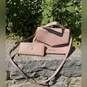 Michael Kors Gold Lock Pink Purse and Wallet